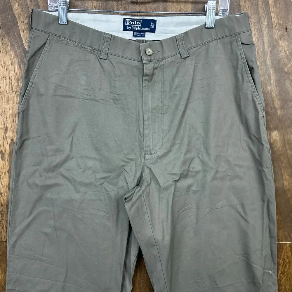 Polo Ralph Lauren Pants Green Prospect 100% Cotton Straight Chino 34x30